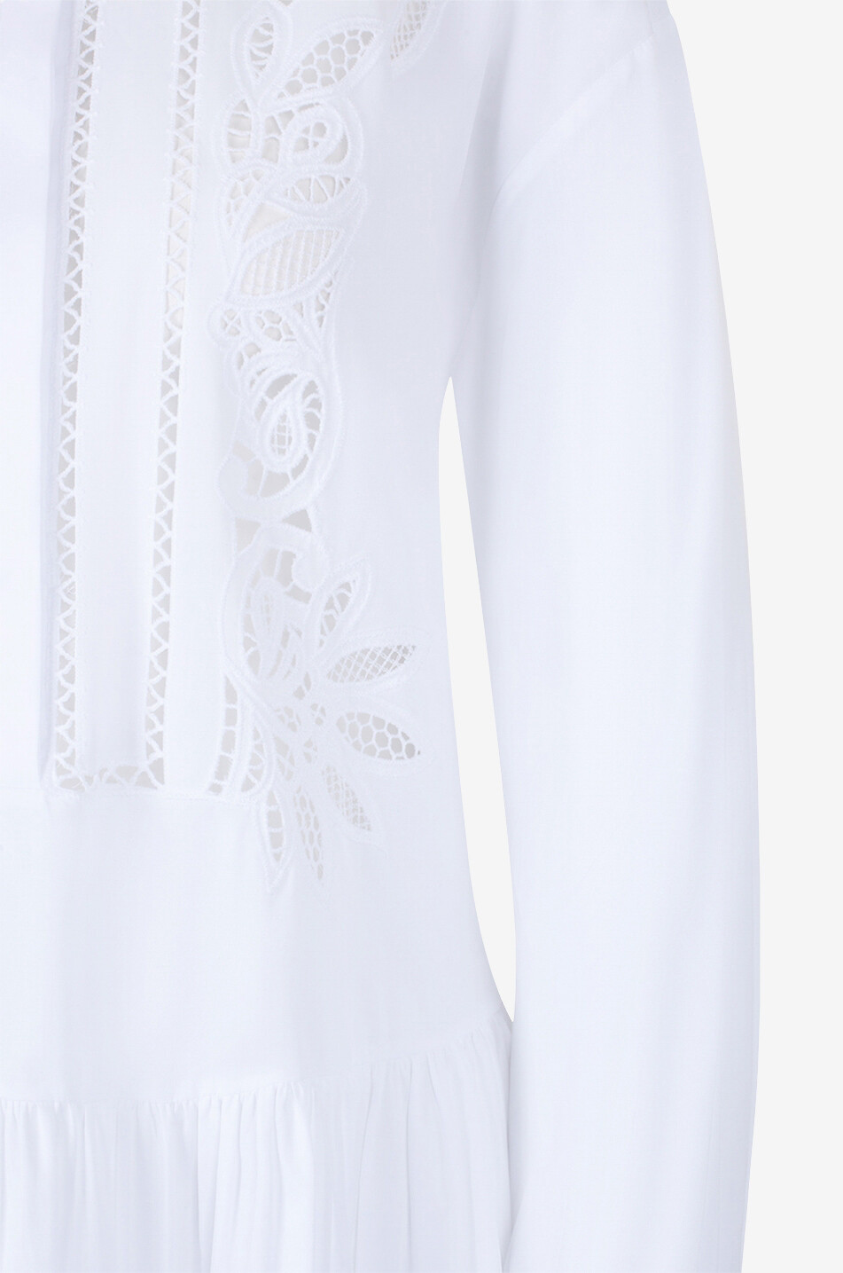 ERMANNO SCERVINO Robe chemise midi à volants étagés et broderies anglaises Femme BLANC 3