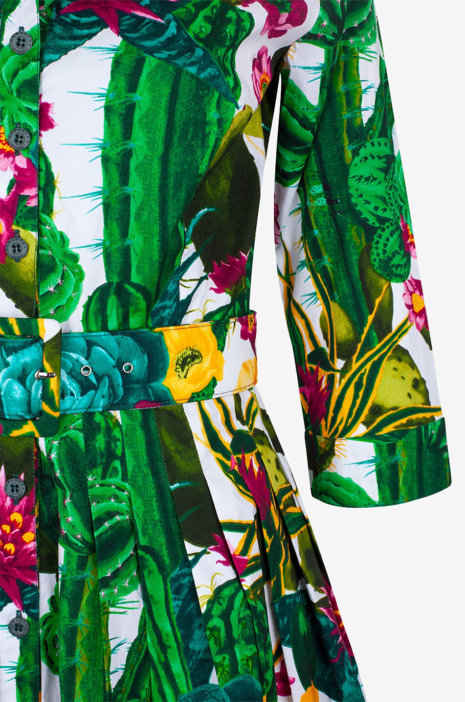 SAMANTHA SUNG Robe chemise midi en popeline Audrey #2 Tropical Cactus Femme MULTICOLORE 3