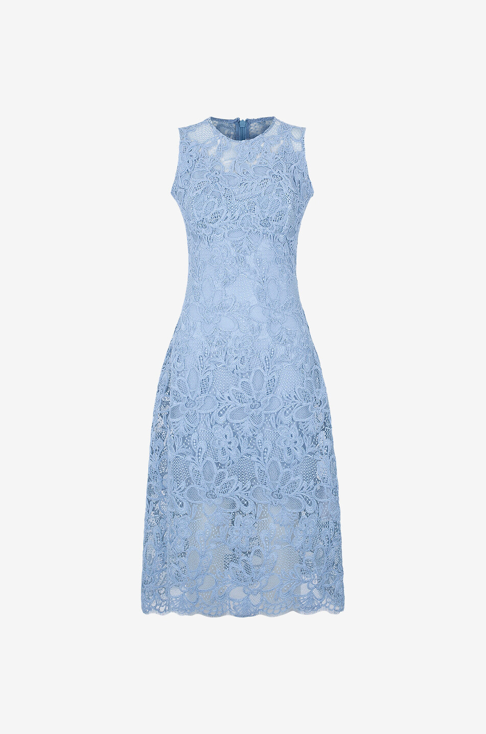 Ärmelloses Midikleid aus geblümter Spitze