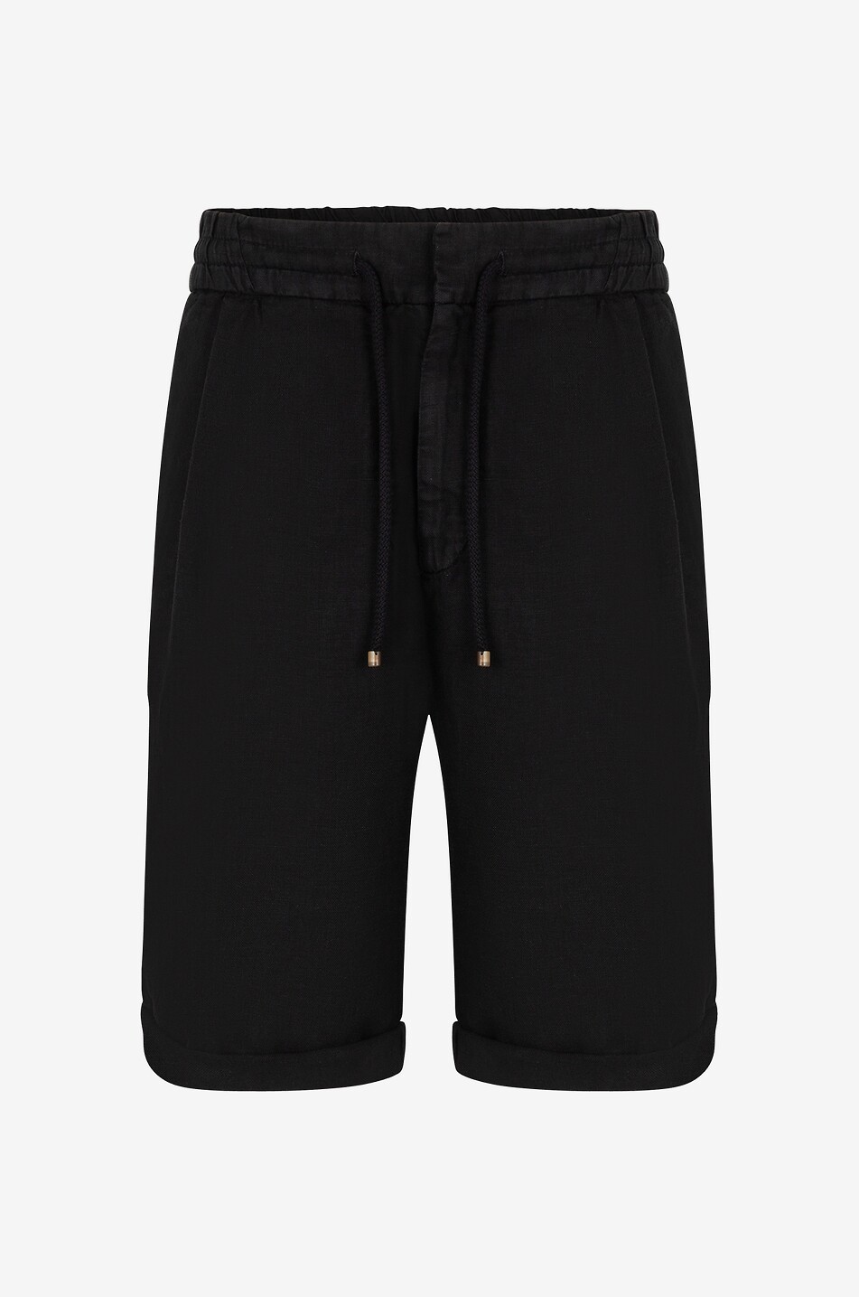 Linen gabardine Bermuda shorts with waistband tucks