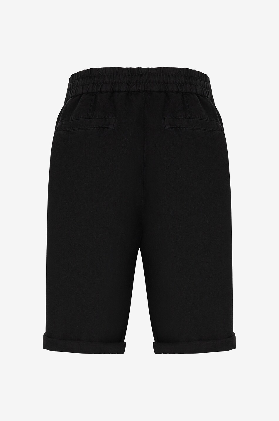 BRUNELLO CUCINELLI Linen gabardine Bermuda shorts with waistband tucks Men BLACK 2