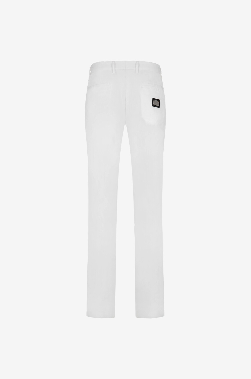DOLCE & GABBANA Pantalon slim en coton stretch avec plaque logo Homme BLANC 2
