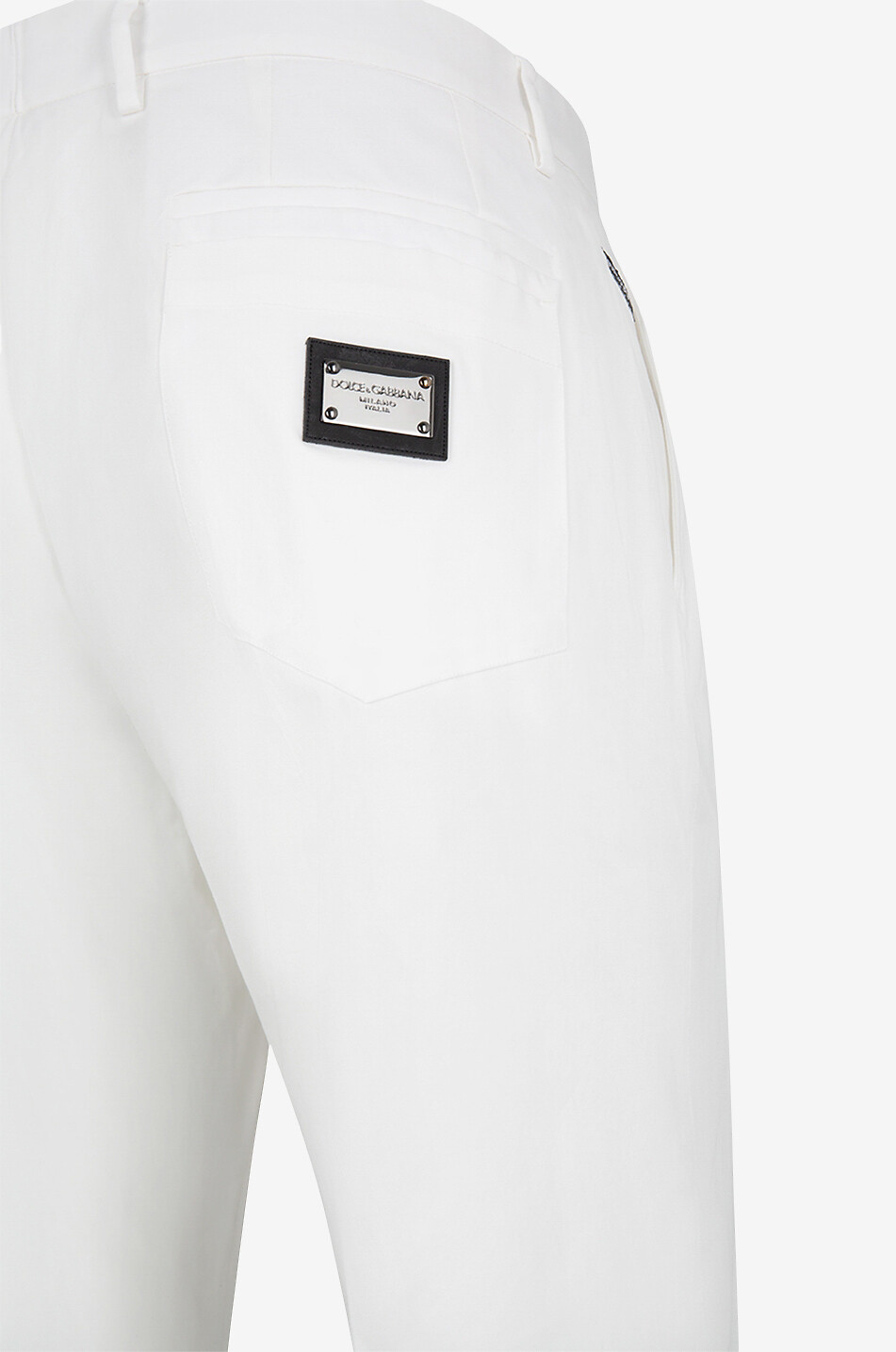 DOLCE & GABBANA Pantalon slim en coton stretch avec plaque logo Homme BLANC 3
