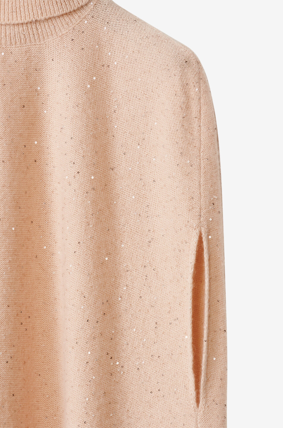 FABIANA FILIPPI Pull cape à col roulé en cachemire mélangé à sequins Femme ROSE CLAIR 4