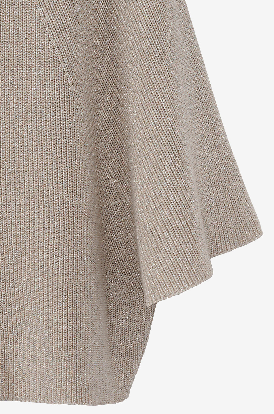 Pull côtelé en coton et lurex à manches raglan courtes