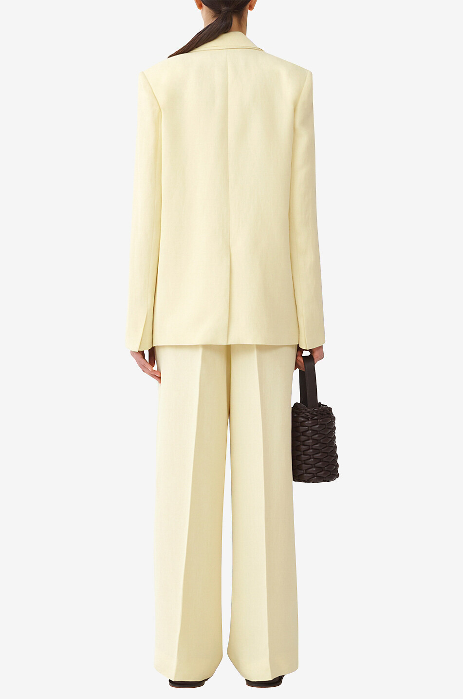 FABIANA FILIPPI Linen blend oversize double-breasted blazer Women LIGHT YELLOW 5