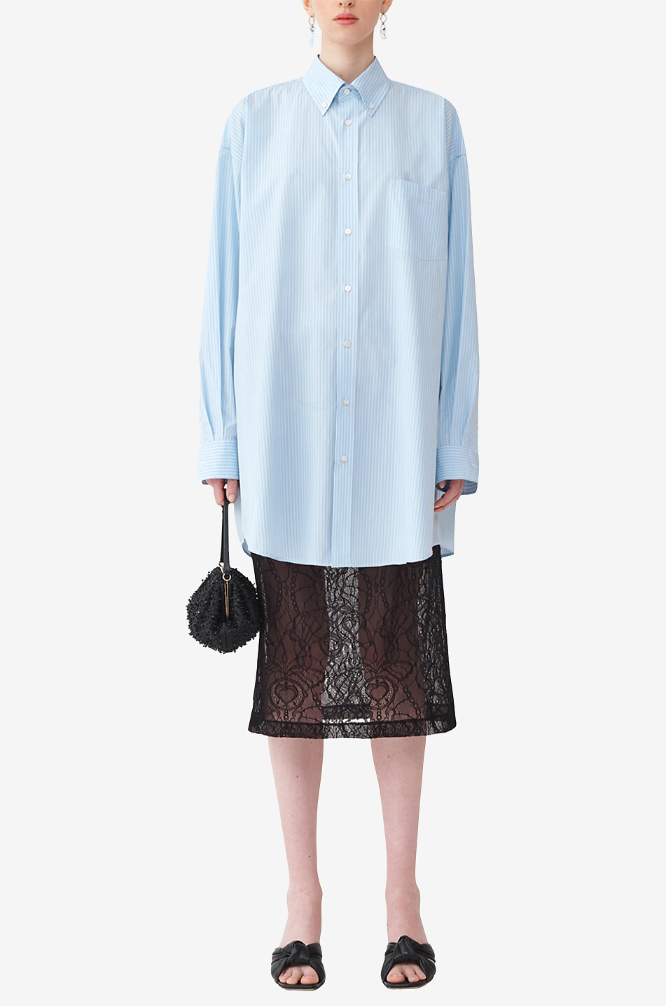 Chemise oversize en popeline rayée