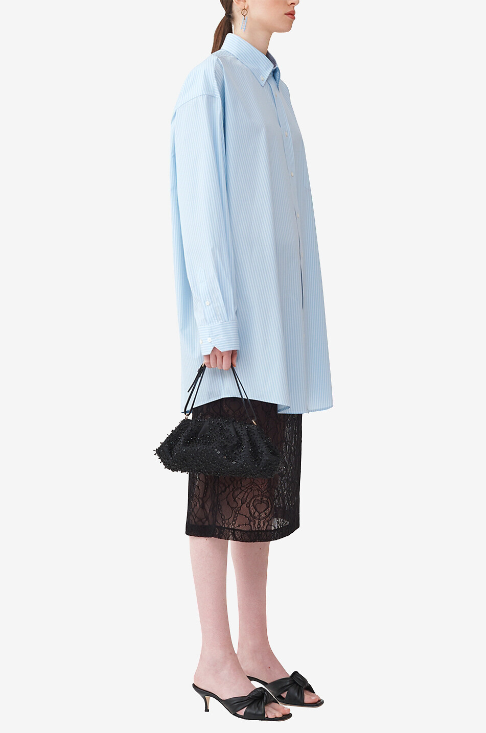 Chemise oversize en popeline rayée
