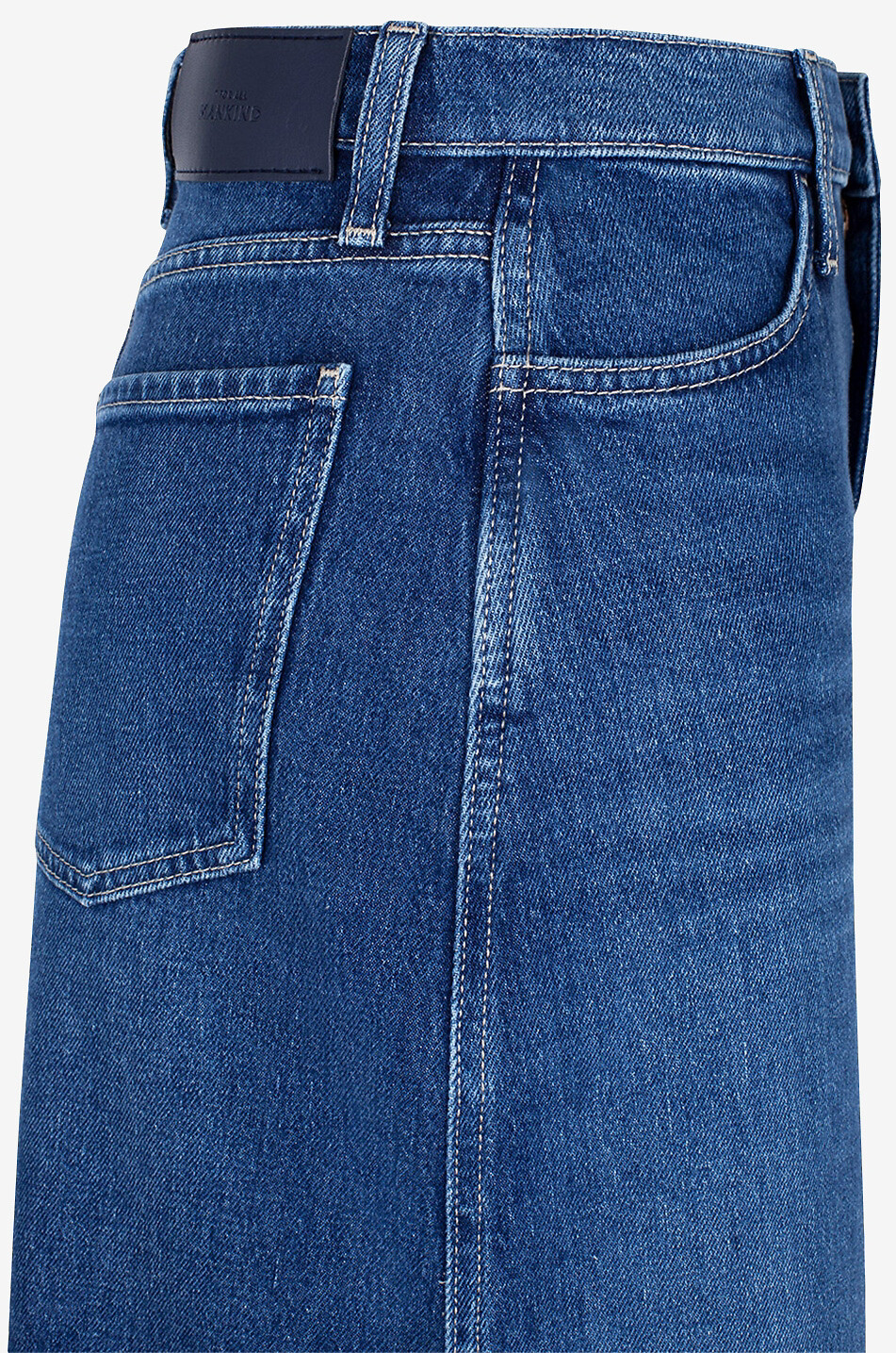 7 FOR ALL MANKIND Gerader Midirock aus Denim Damen BLAU 3