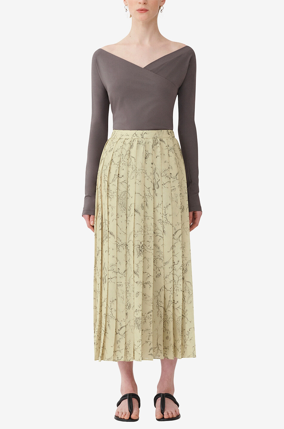 Jupe portefeuille midi en georgette plissée Fabula