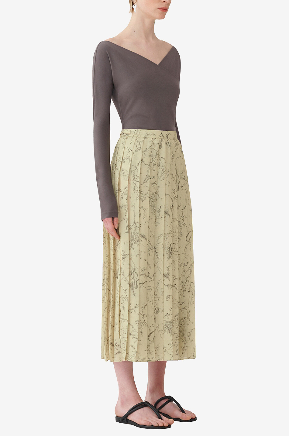 Jupe portefeuille midi en georgette plissée Fabula
