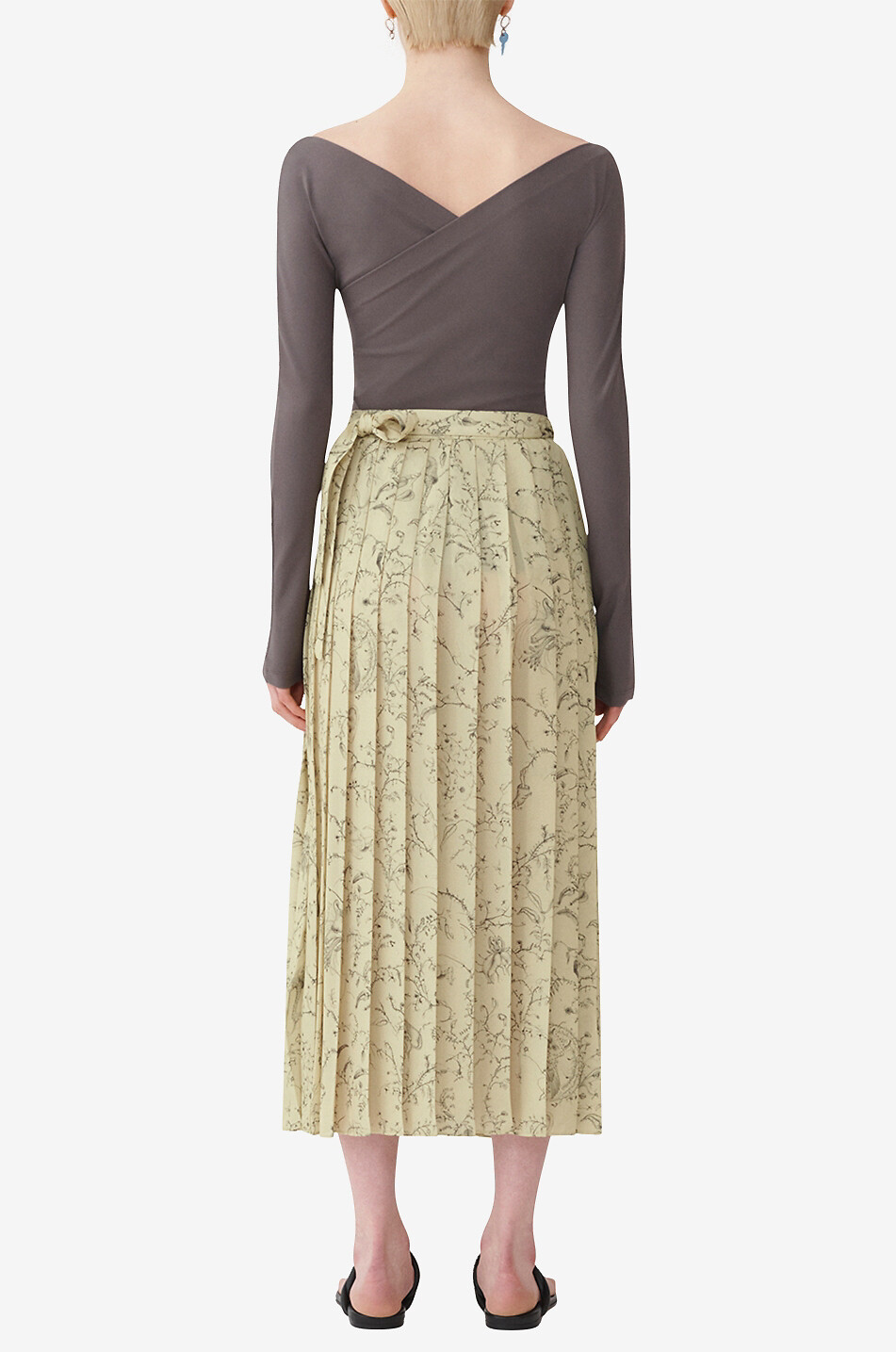 Jupe portefeuille midi en georgette plissée Fabula