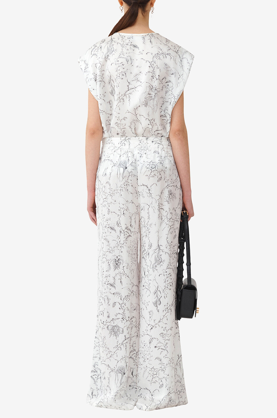 FABIANA FILIPPI Pantalon large en soie imprimé Fabula Femme BLANC 6