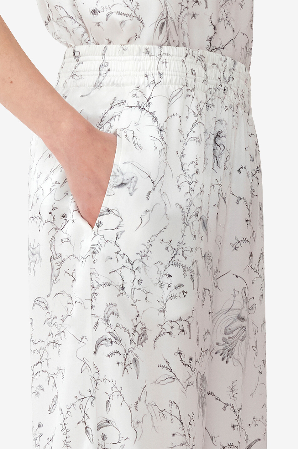 FABIANA FILIPPI Pantalon large en soie imprimé Fabula Femme BLANC 7