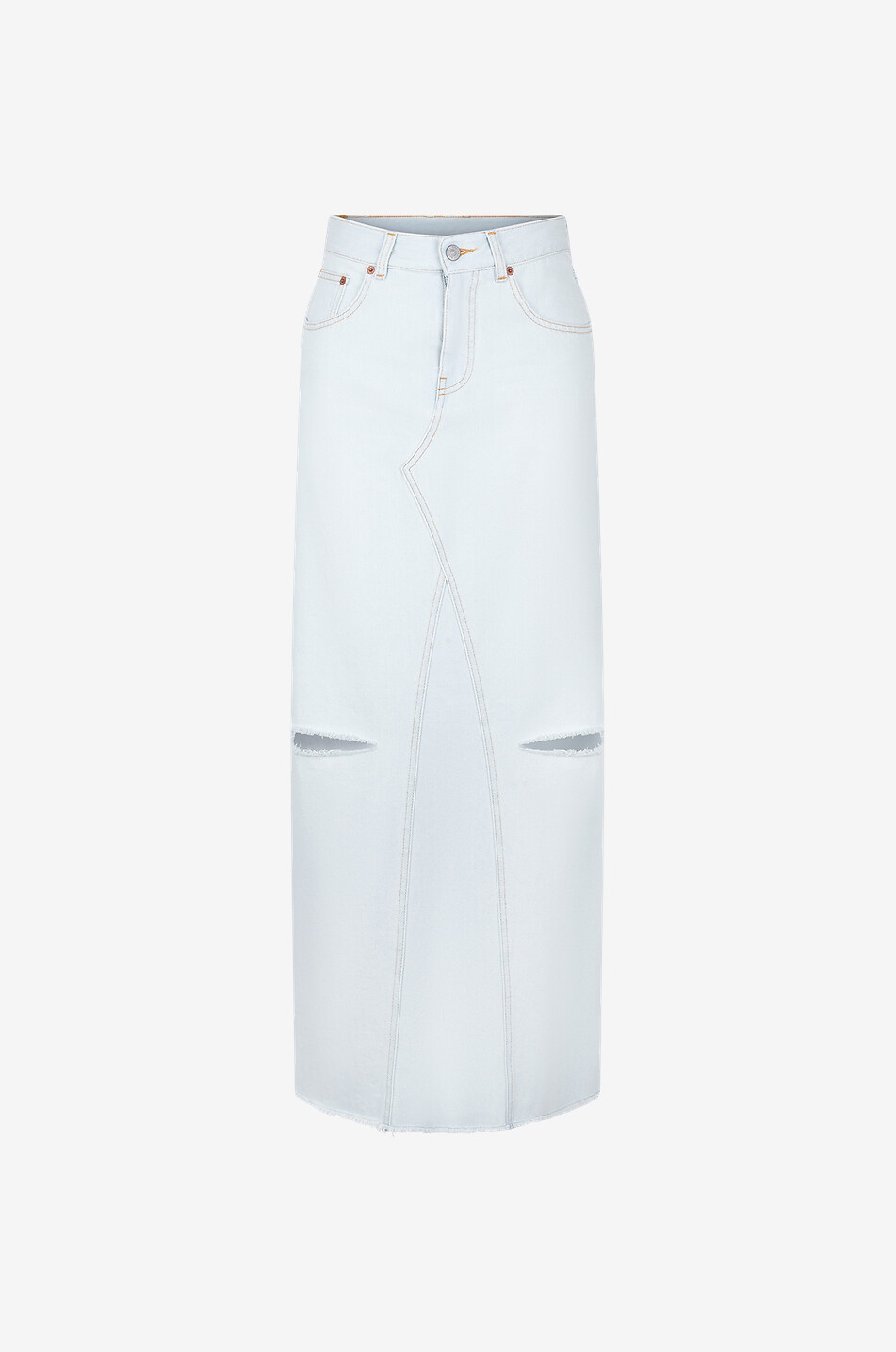 MM6 Langer heller Jeansrock mit Rissen Damen HELLBLAU 1
