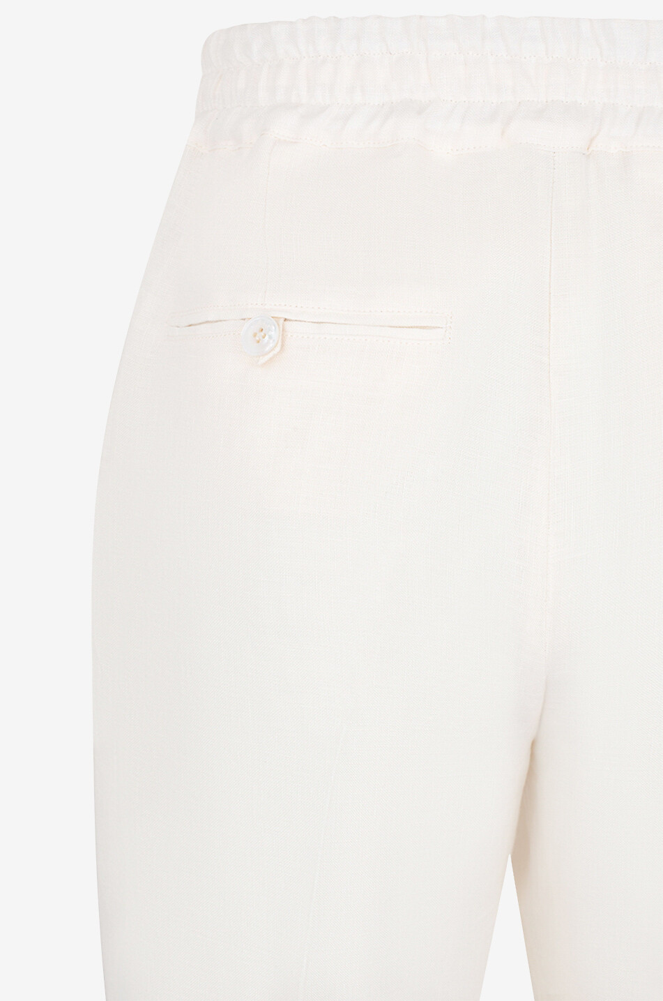 Leinenhose mit weitem Bein und Blütenstickereien