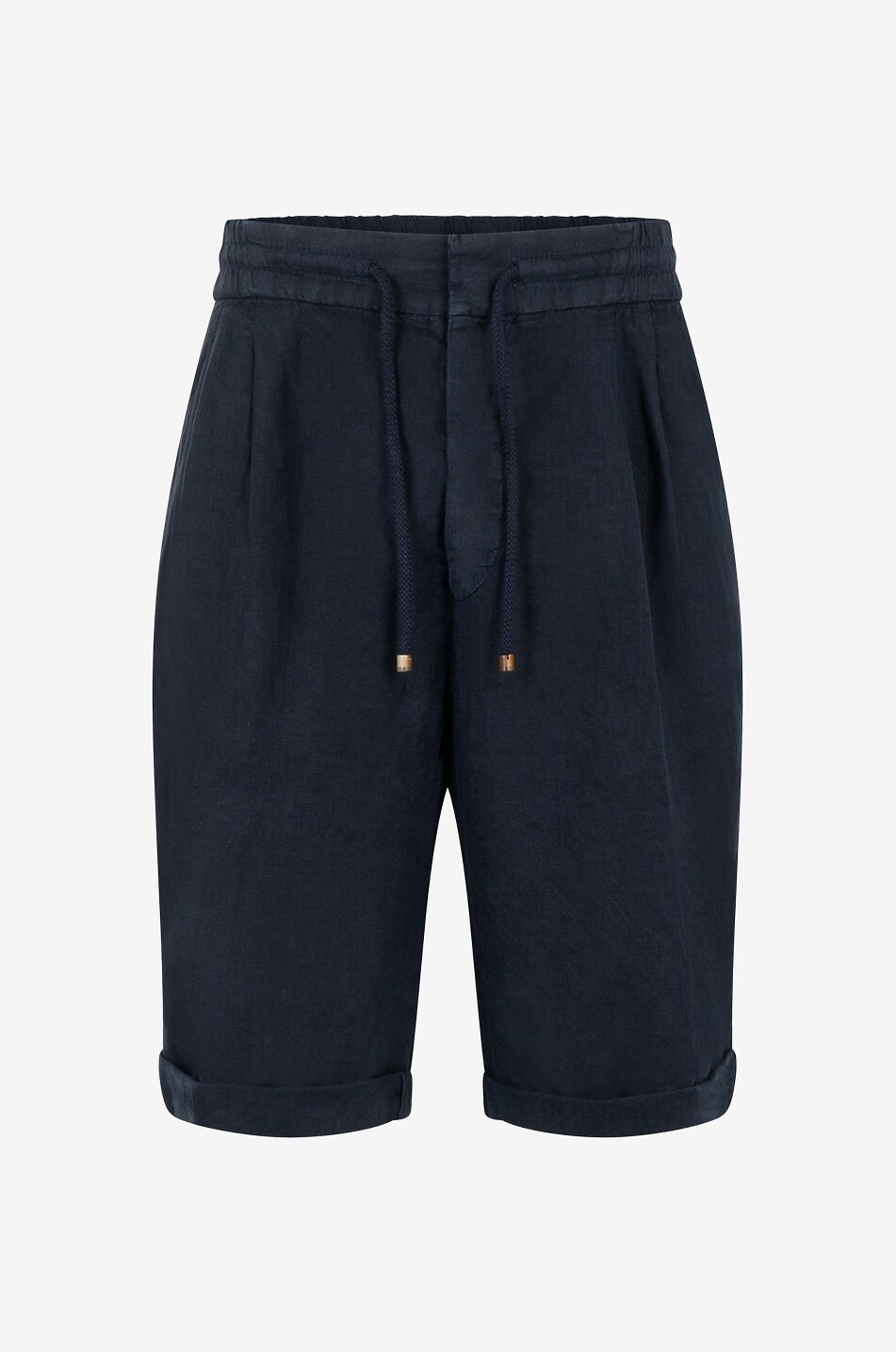 Linen gabardine Bermuda shorts with waistband tucks