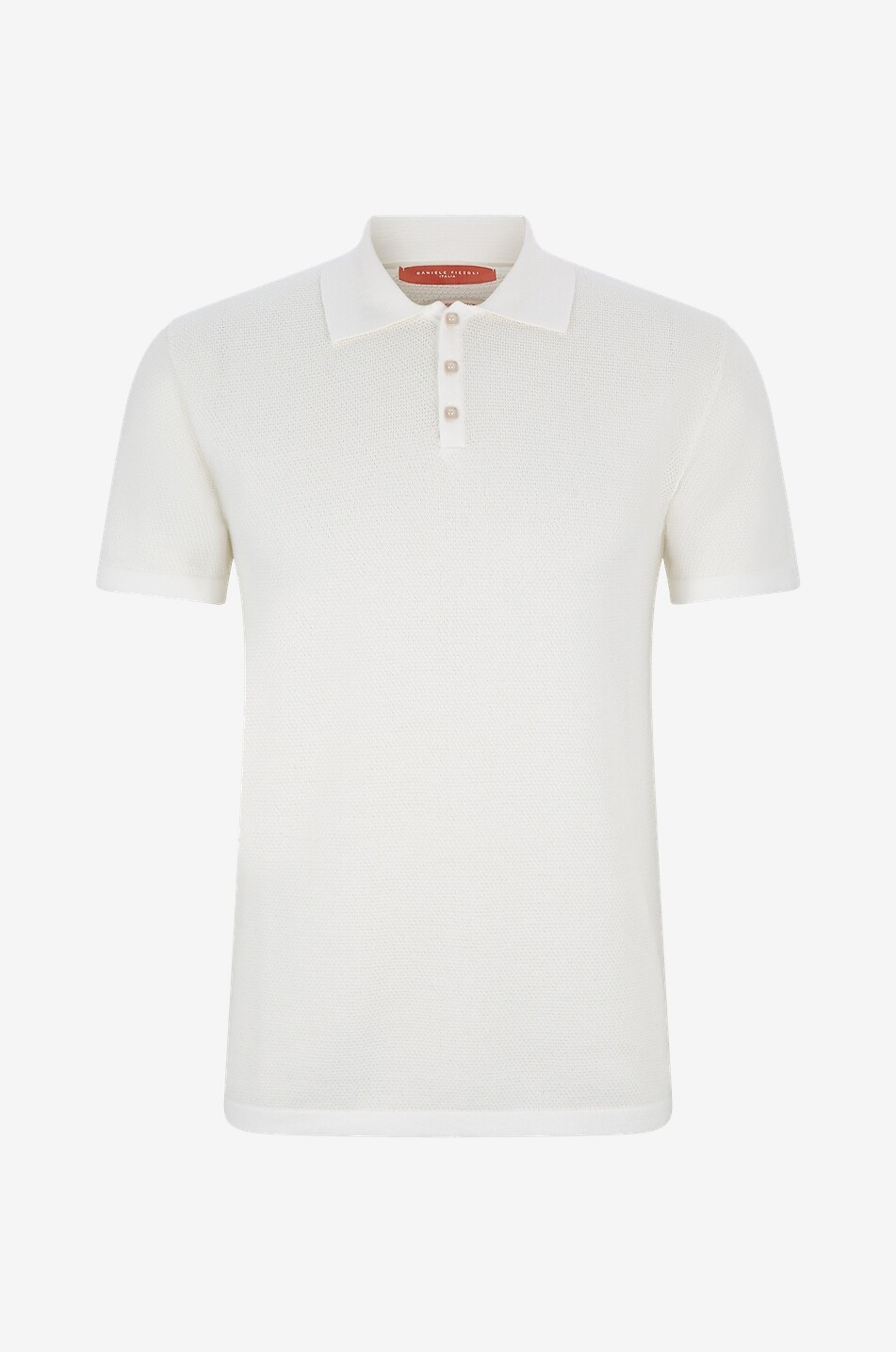 DANIELE FIESOLI Kurzärmliges texturiertes Poloshirt aus Baumwolle Herren WEISS 1