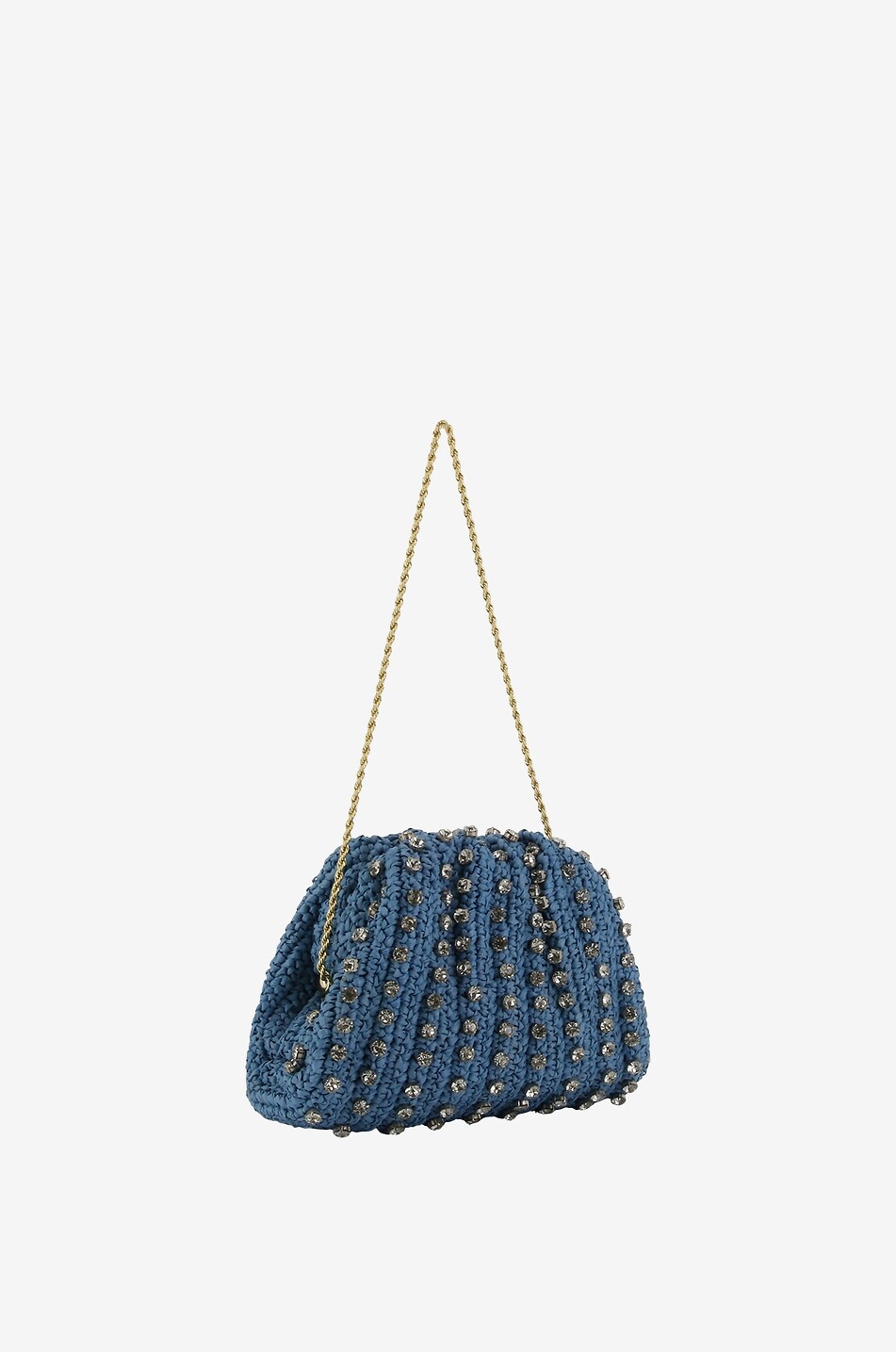 LOEFFLER RANDALL Bailey raffia and crystal clutch Women LIGHT BLUE 2