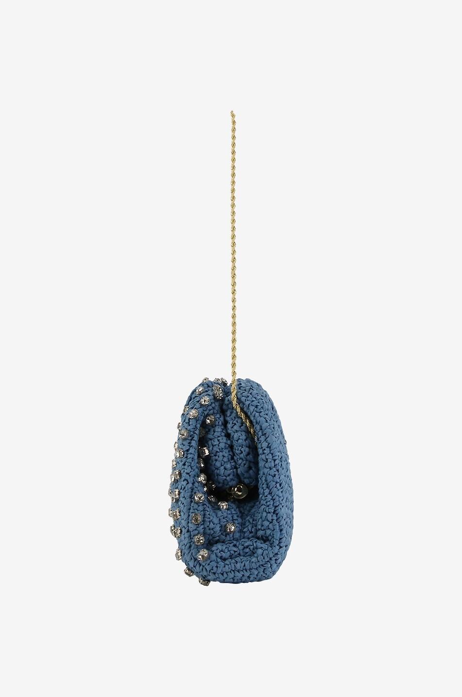 LOEFFLER RANDALL Bailey raffia and crystal clutch Women LIGHT BLUE 4