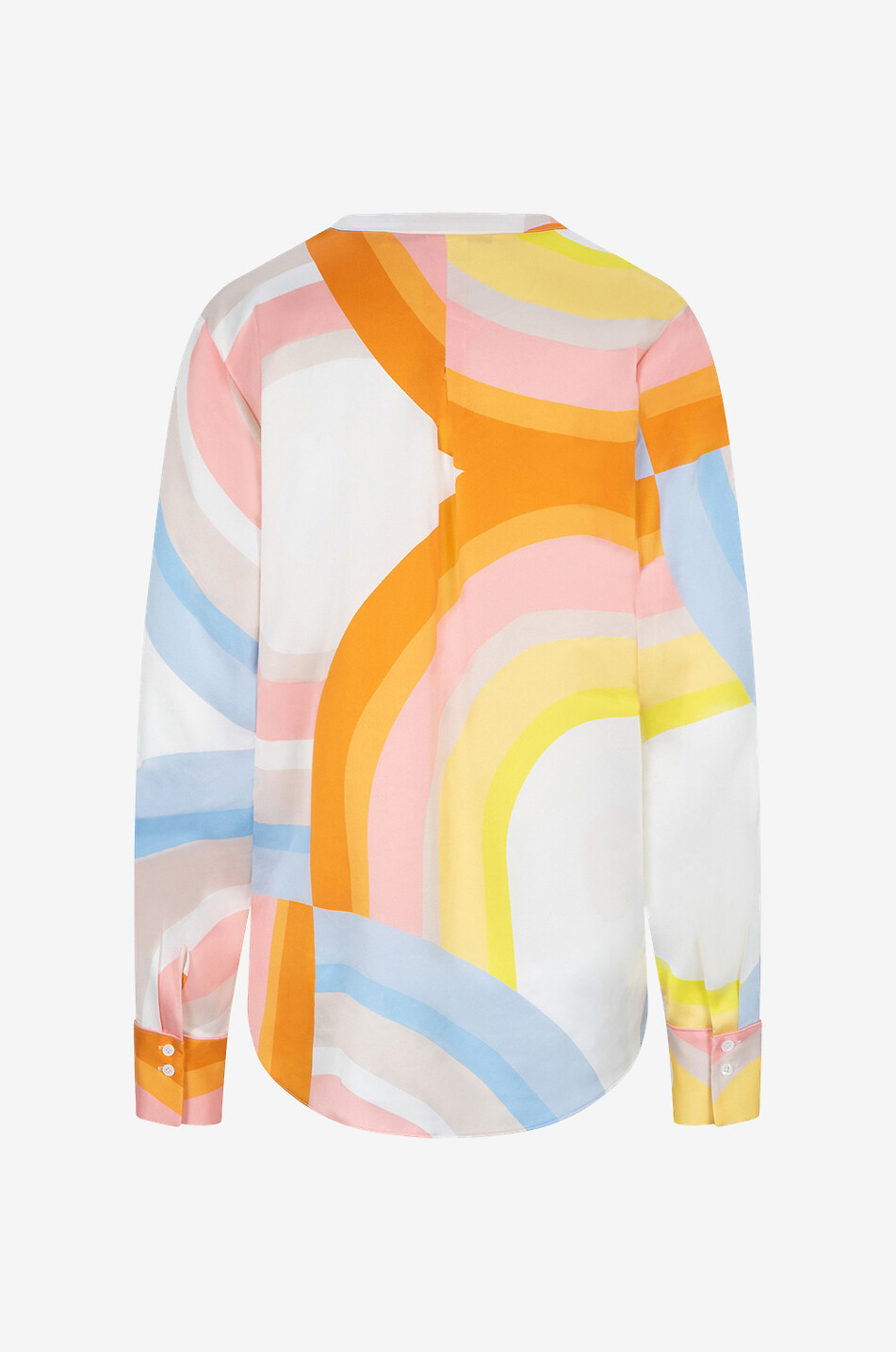 Blouse à manches longues en soie motifs géométriques
