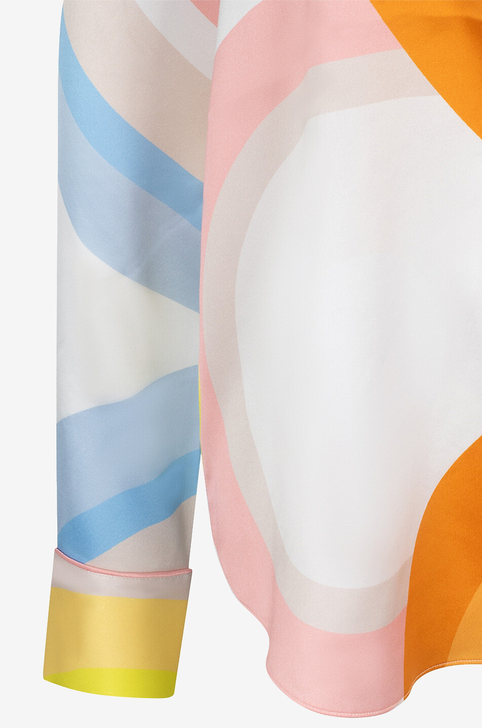 Blouse à manches longues en soie motifs géométriques