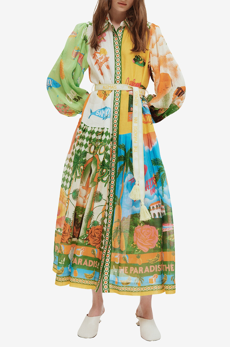 ALEMAIS Robe chemise midi en ramie Paradiso Femme MULTICOLORE 2