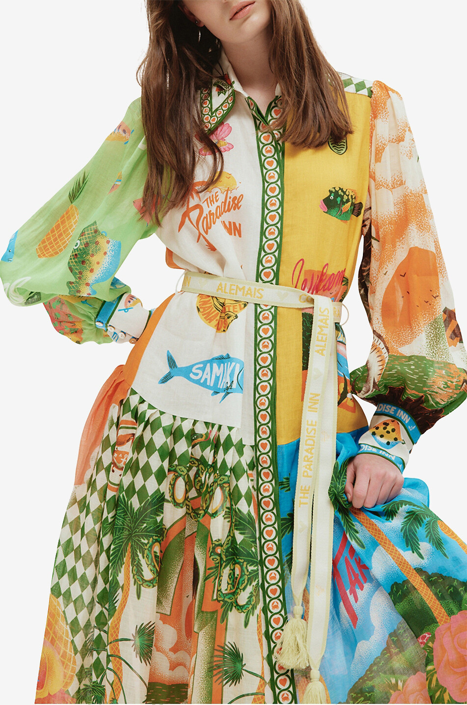 ALEMAIS Robe chemise midi en ramie Paradiso Femme MULTICOLORE 5