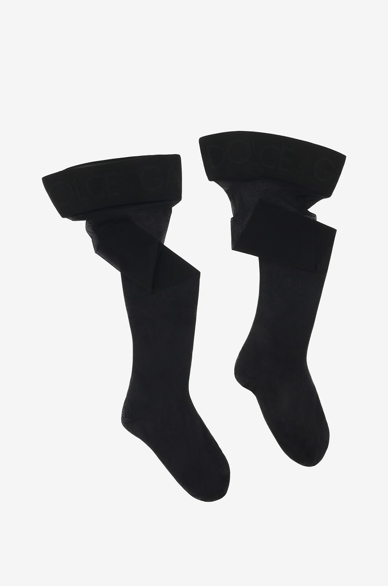 DOLCE & GABBANA Knietrümpfe mit elastischem Logoband Damen SCHWARZ 1