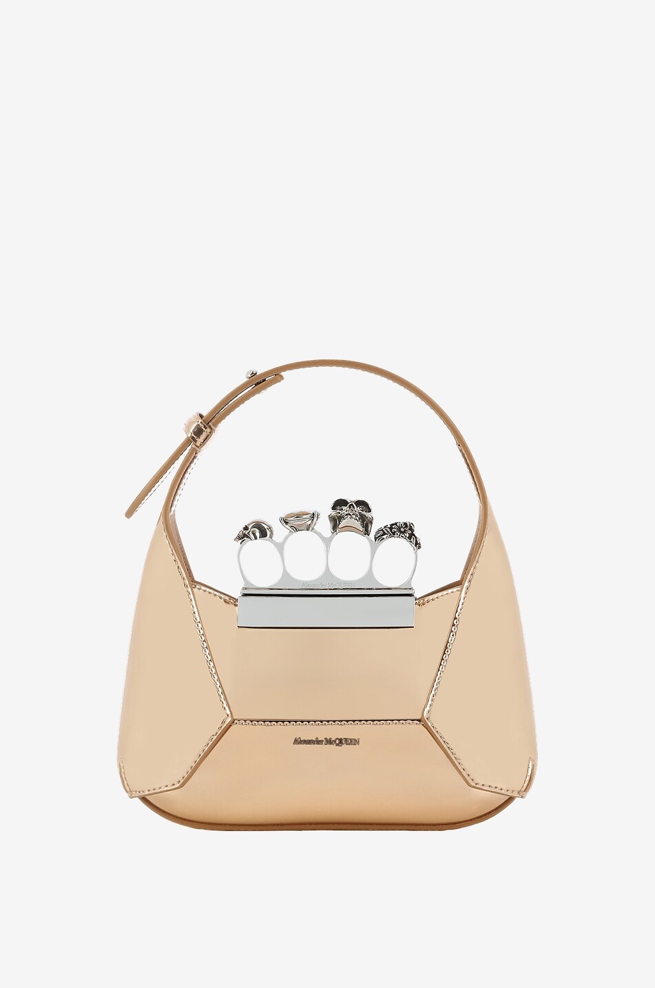 The Jewelled Hobo mini bag in shiny metallic leather