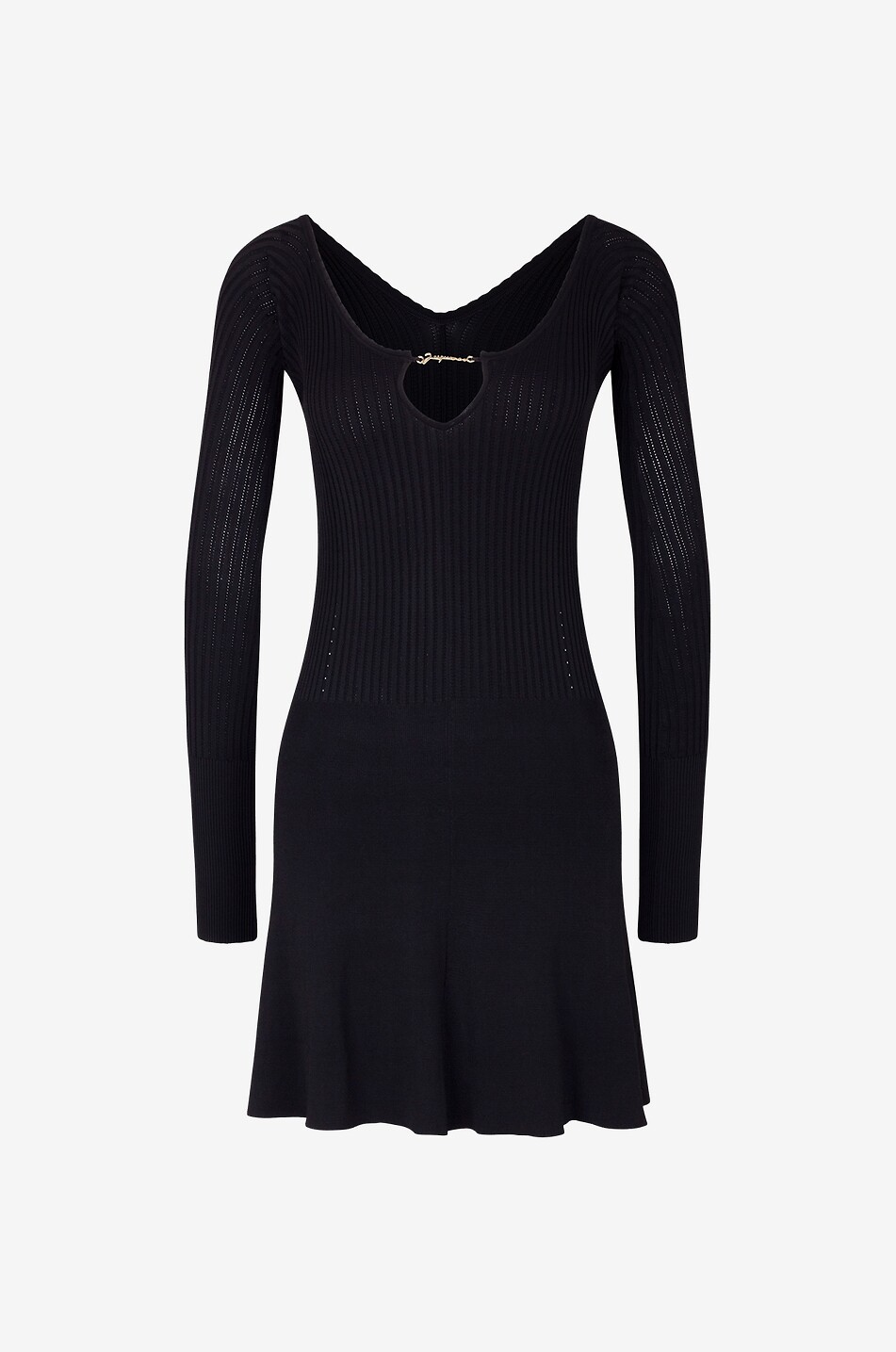 JACQUEMUS Geripptes Lochstrickkleid La Mini Robe Pralu Damen SCHWARZ 1