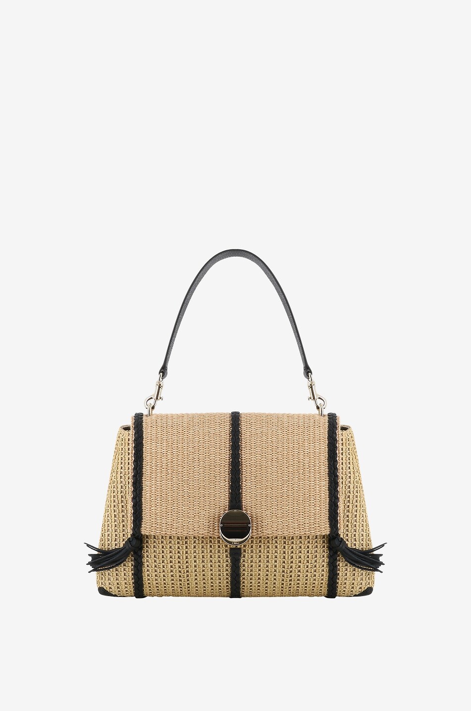 Sac porté épaule en raphia et cuir tressé Penelope