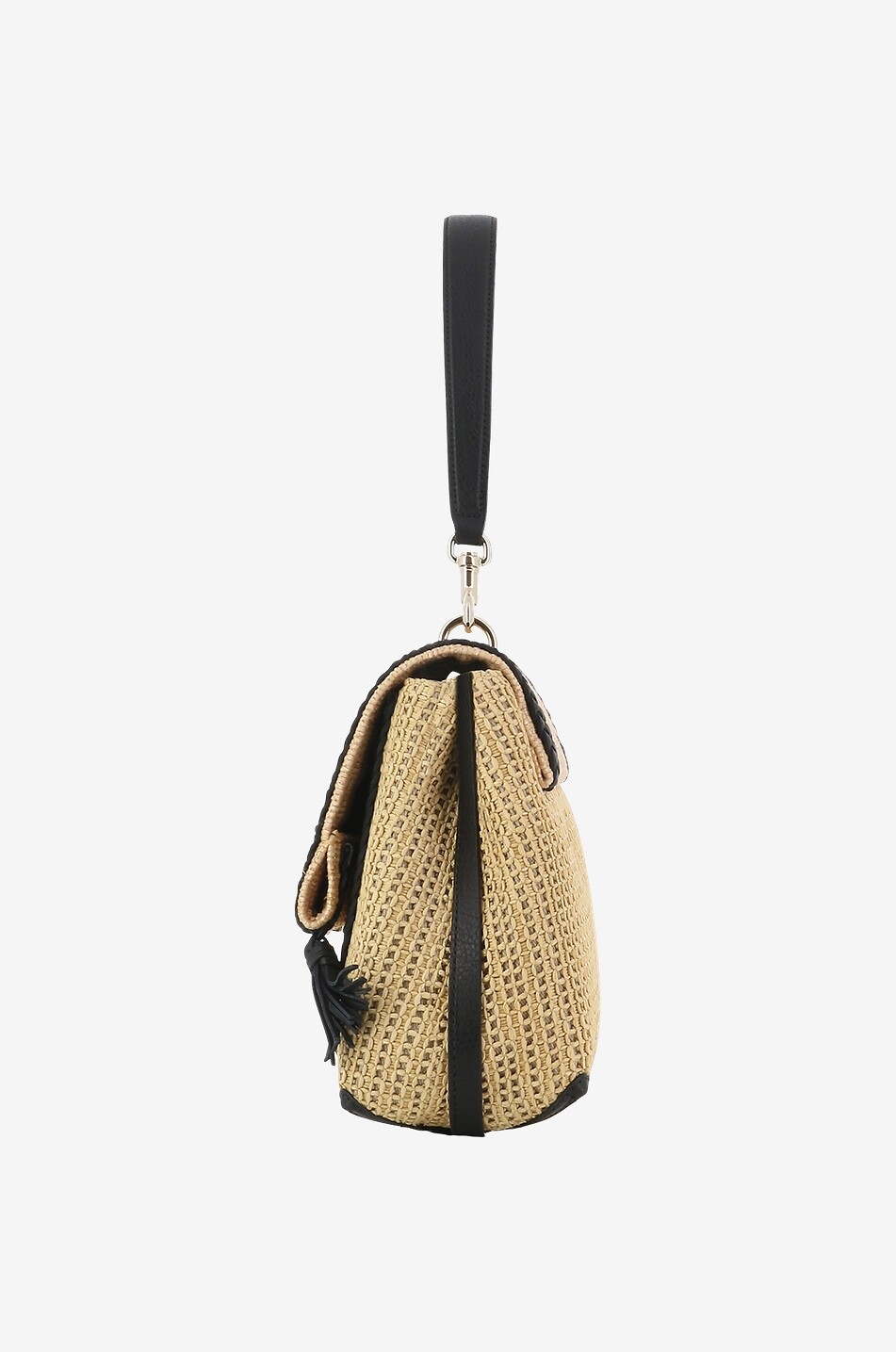 Schultertasche aus Bast und geflochtenem Leder Penelope