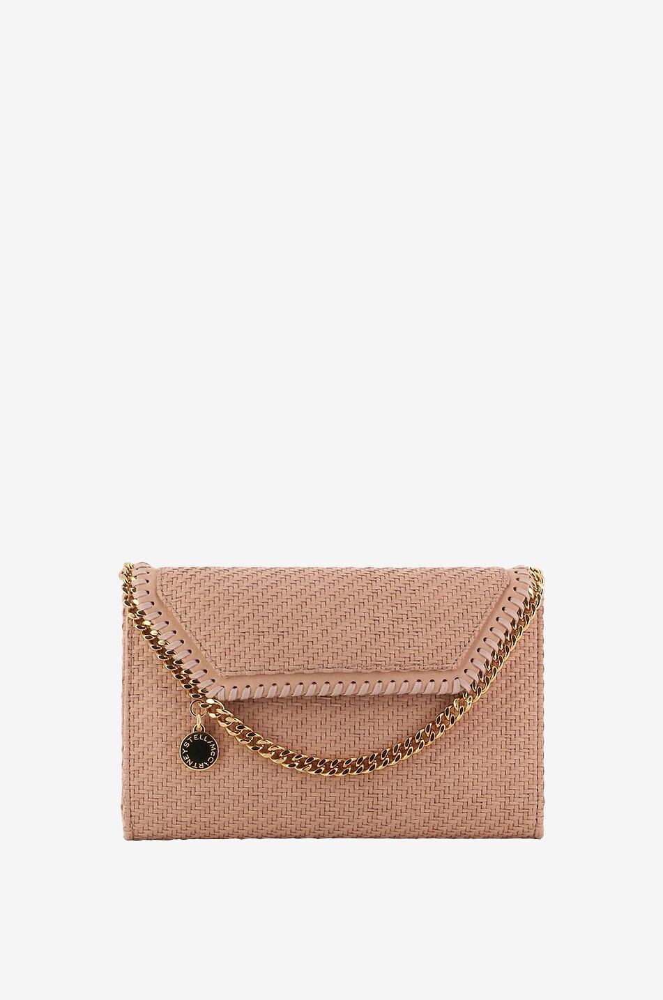 STELLA McCARTNEY Geflochtene vegane Brieftasche mit Kettengurt Falabella Damen ROSA 1