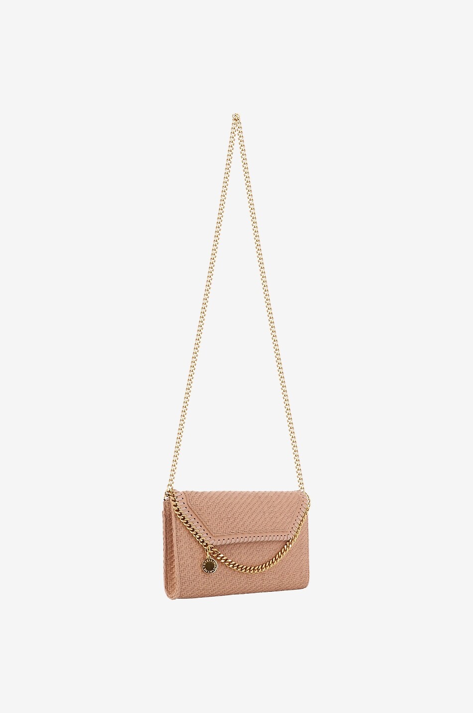 STELLA McCARTNEY Geflochtene vegane Brieftasche mit Kettengurt Falabella Damen ROSA 2