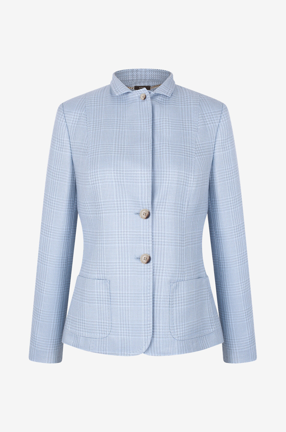 KITON Kostümjacke aus Kaschmirmix mit Glencheck-Karos Damen HELLBLAU 1
