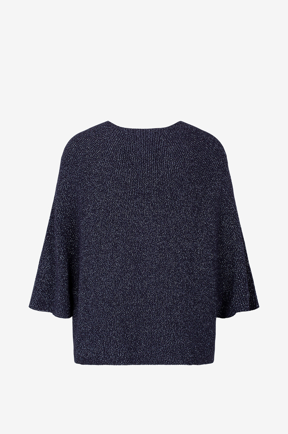 Pull côtelé en coton et lurex à manches raglan courtes