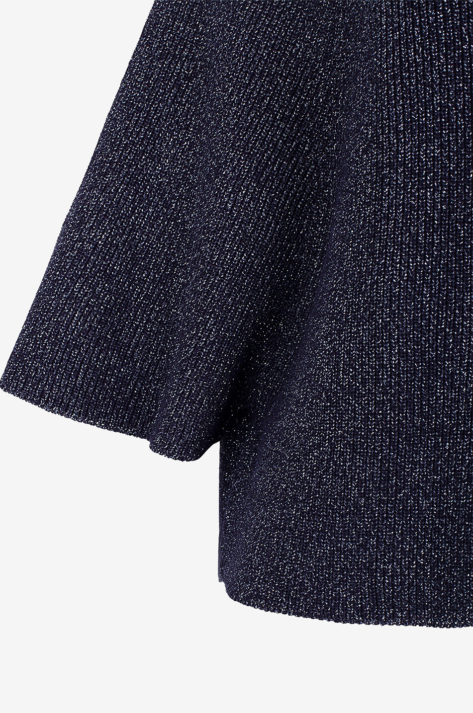 Pull côtelé en coton et lurex à manches raglan courtes