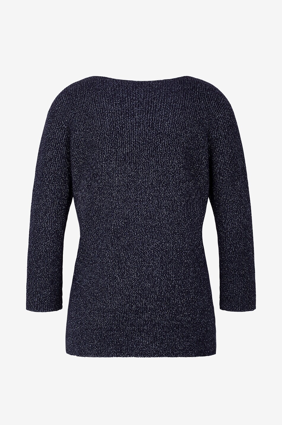 Glitzernder Rippstrick-Baumwollpullover mit U-Boot-Ausschnitt
