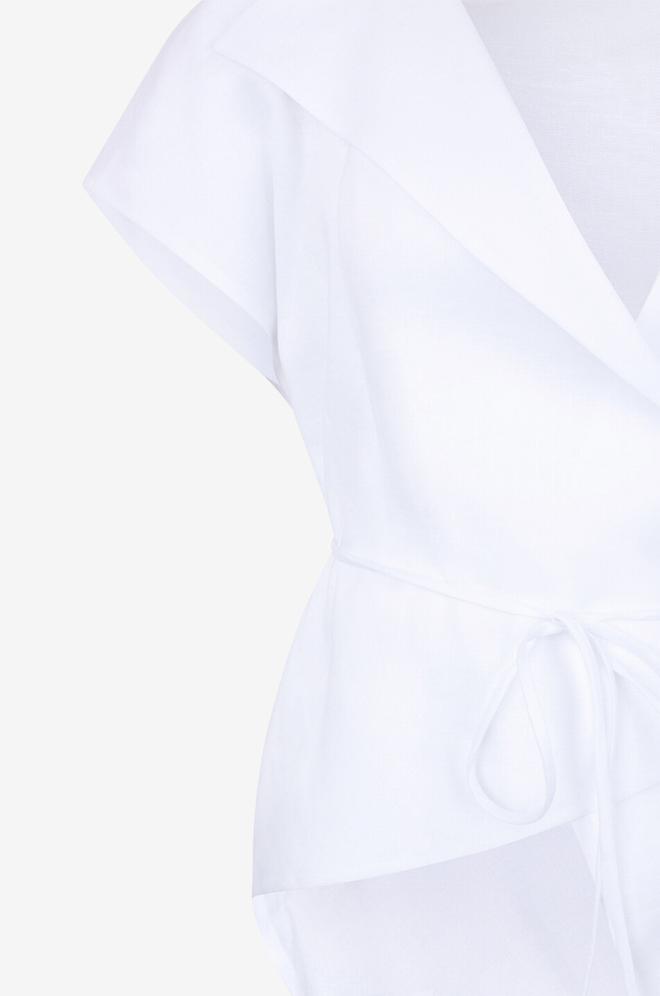 FABIANA FILIPPI Asymmetric linen wrap top Women WHITE 3