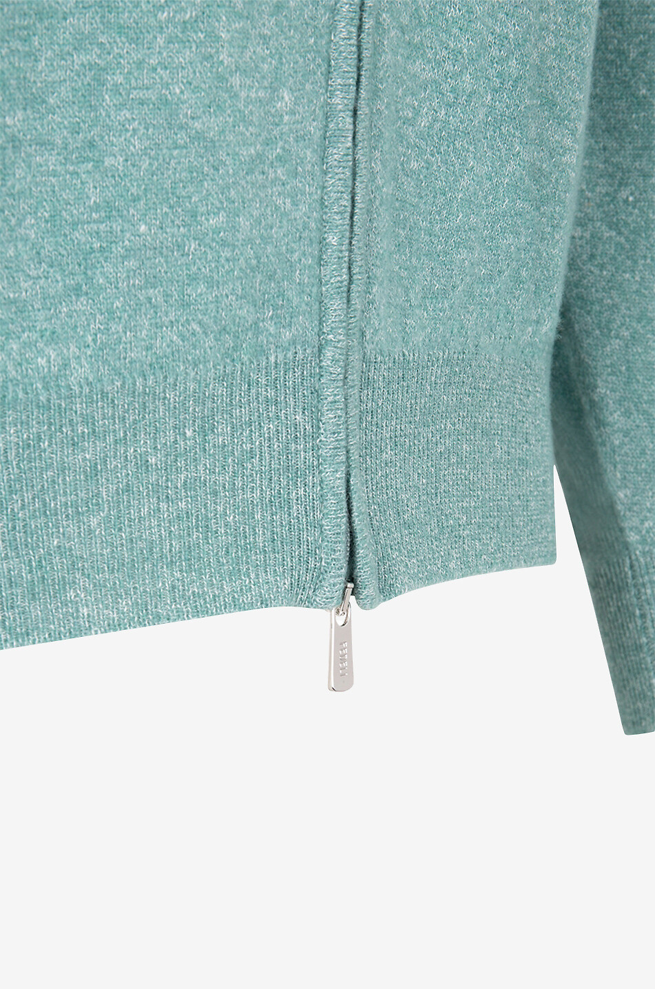FEDELI Cardigan zippé à col montant en cachemire et lin Favonio Homme VERT 3