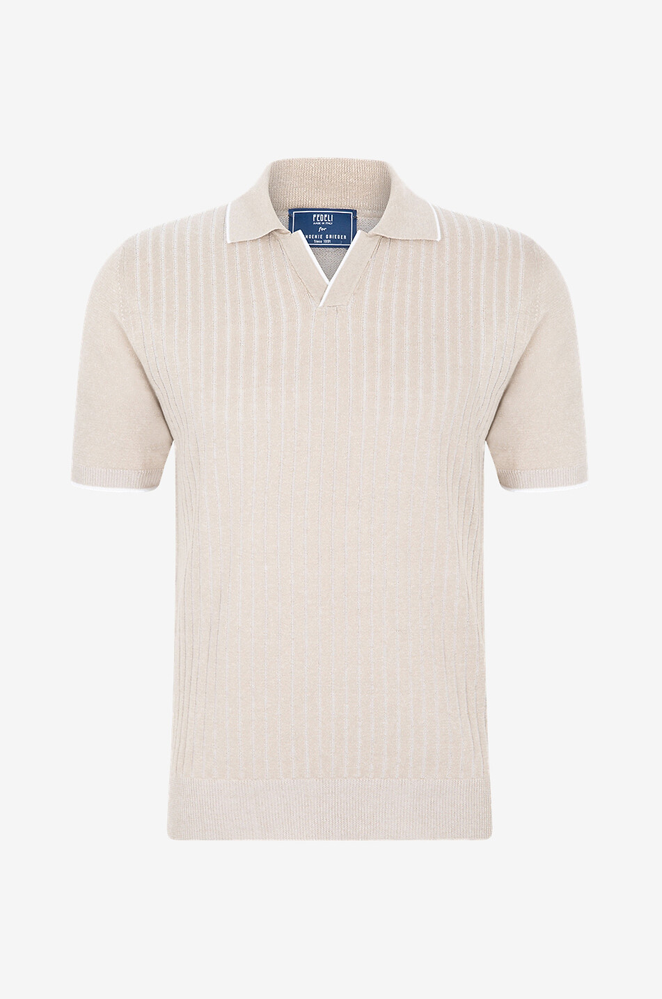 Polo en maille de lin et coton à rayures et manches courtes Twist