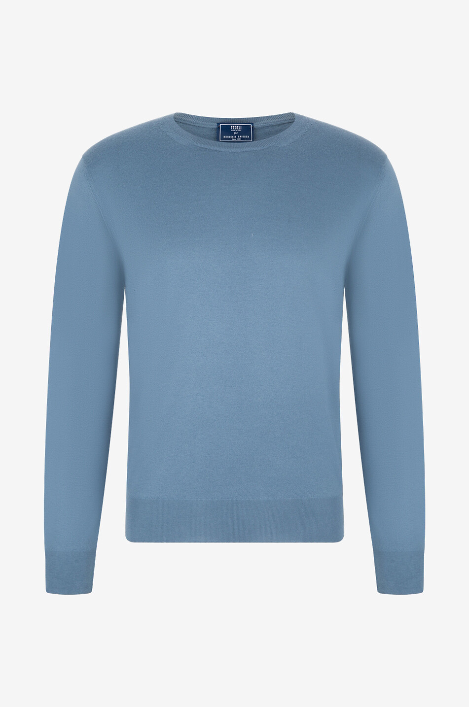 FEDELI Pull fin à col rond en cachemire Argentina Homme BLEU MOYEN 1