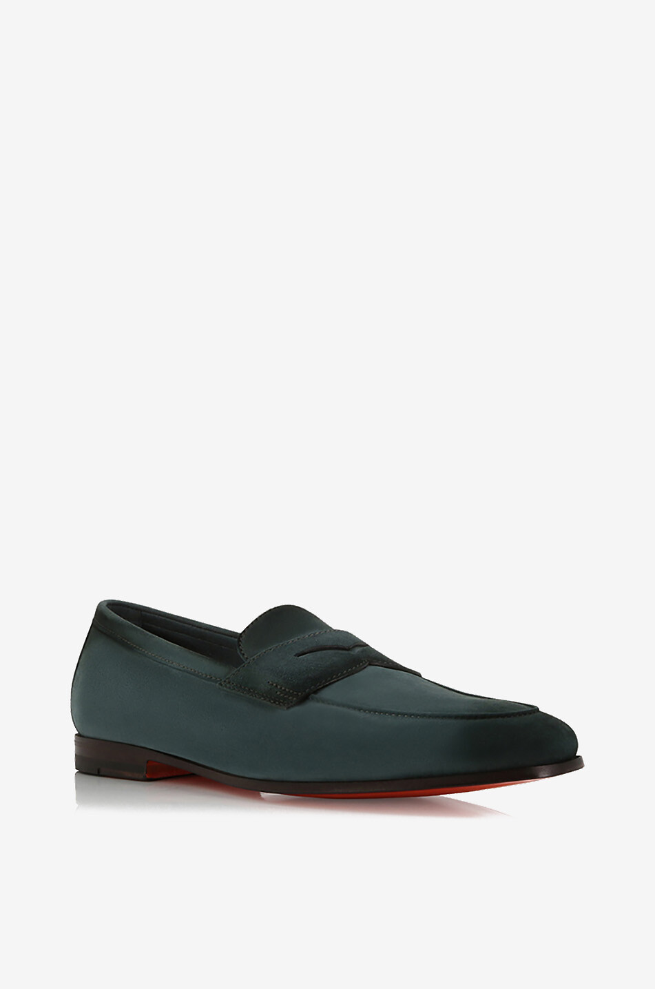 SANTONI Penny lightweight suede loafers Men MEDIUM BLUE 1