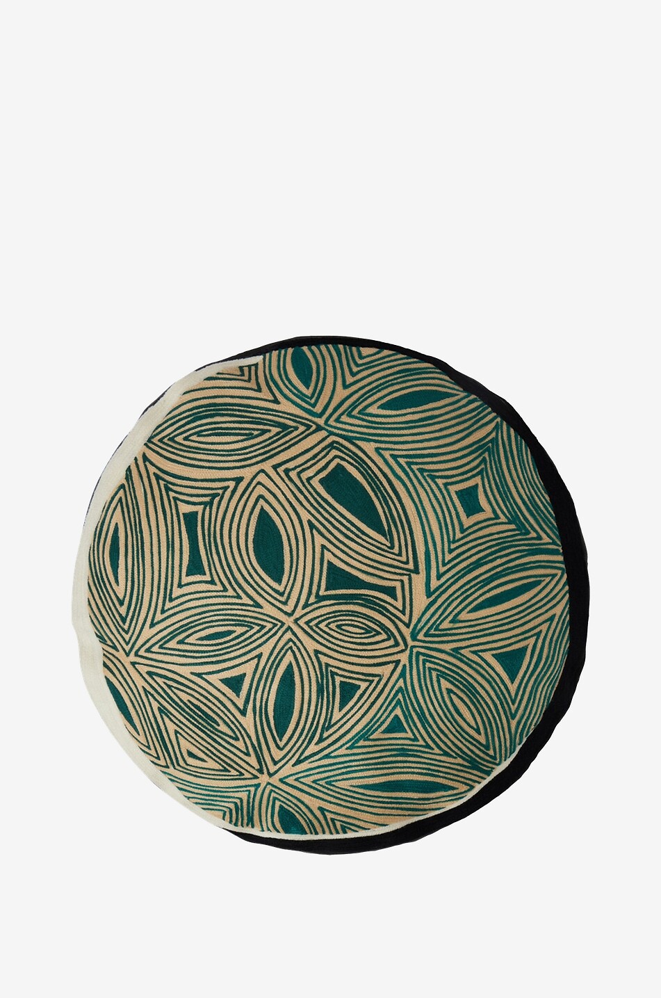 Sombra round embroidered cushion - 42 cm