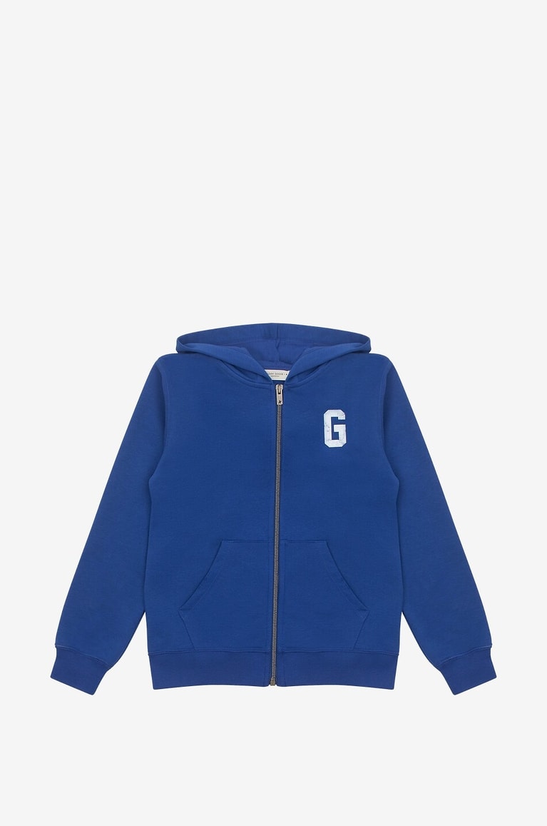 GOLDEN GOOSE Jungen-Kapuzensweatjacke Journey Junge MITTELBLAU 1