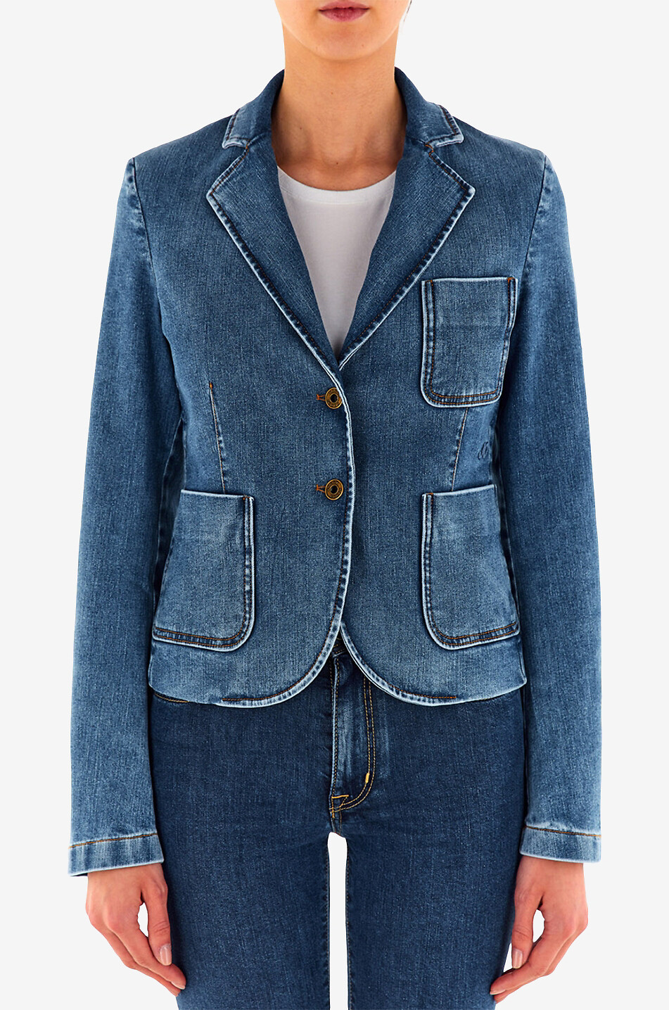 Kurzer Blazer aus ausgewaschenem Denim
