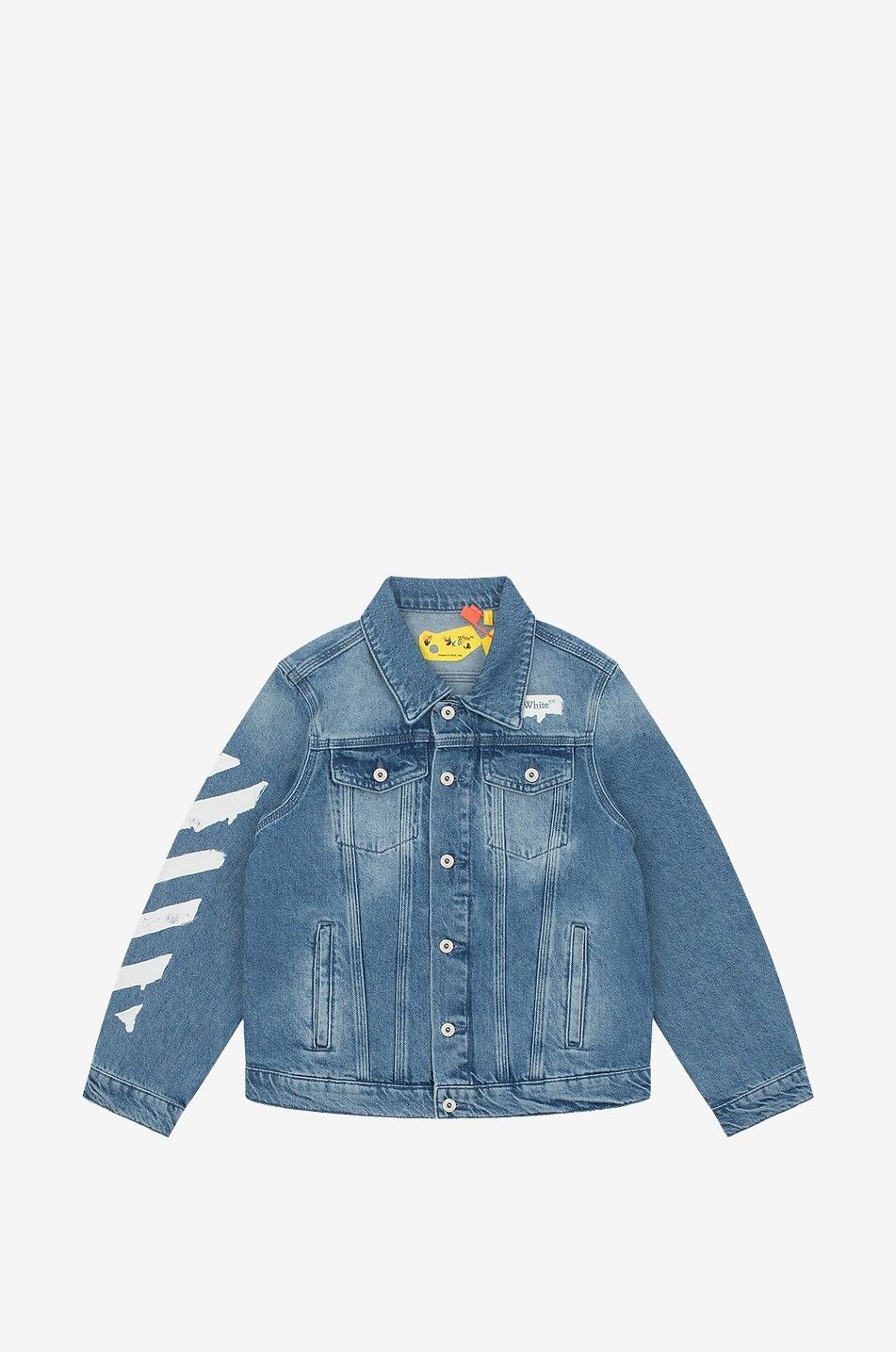 Paint Graphic boy's faded denim jacket - OFF WHITE - Bongénie Outlet