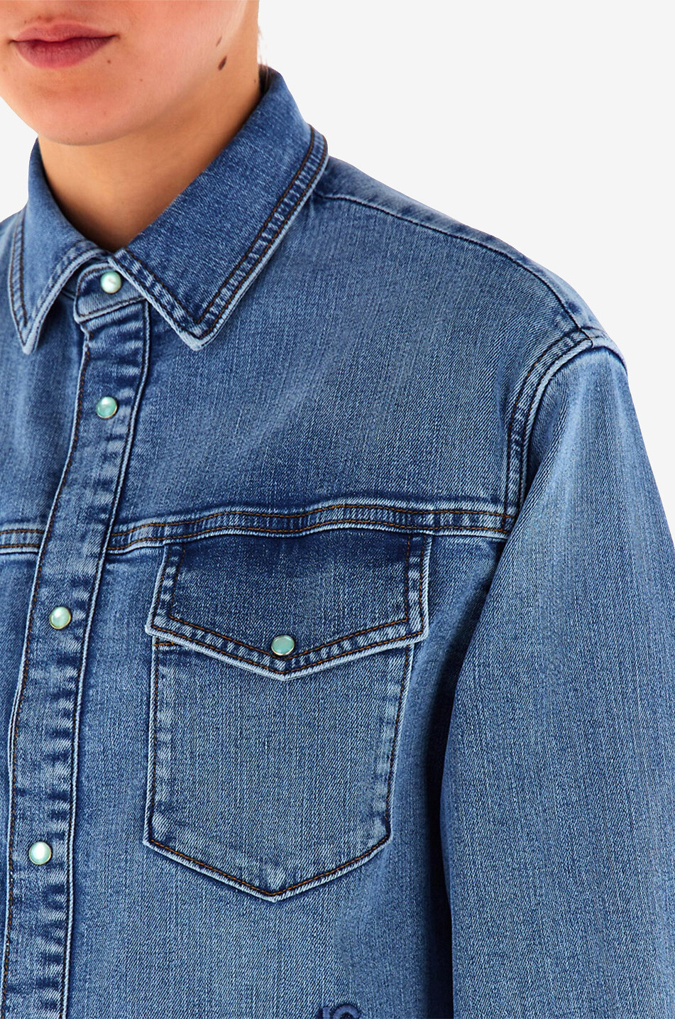 JACOB COHEN Chemise à manches longues en denim délavé Femme BLEU MOYEN 5