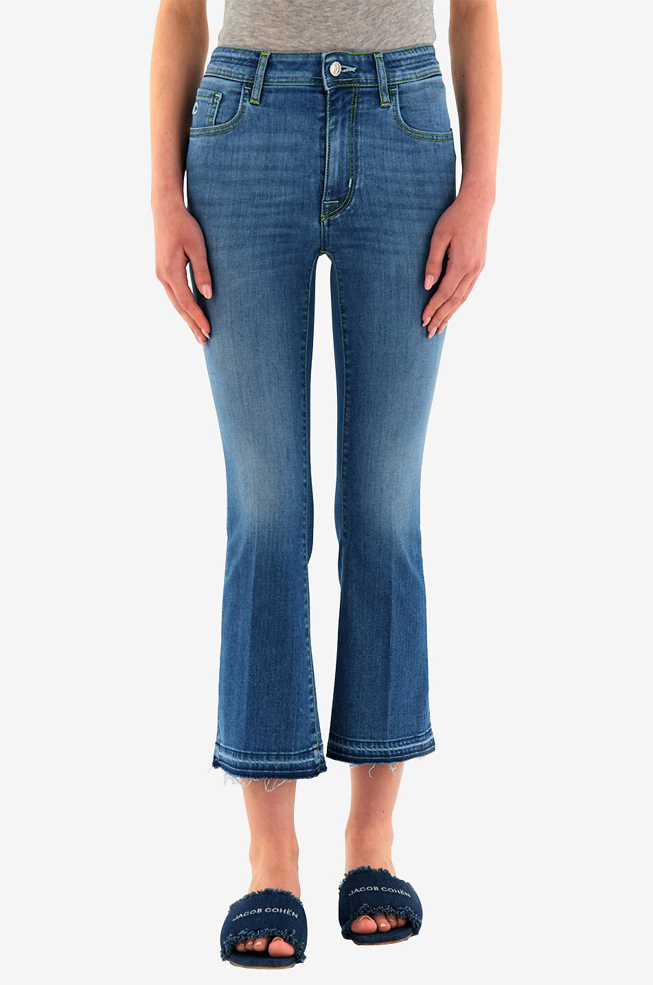 JACOB COHEN Victoria Crop Flare faded jeans Women MEDIUM BLUE 3